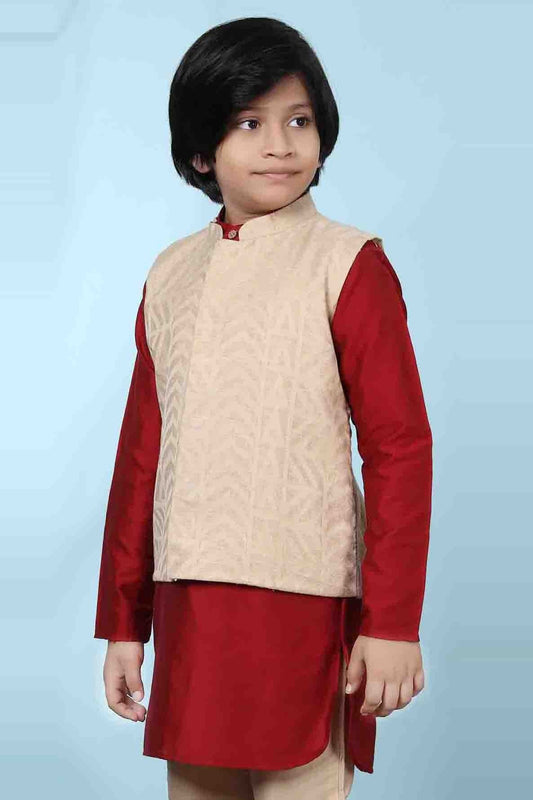 Beige Chanderi Silk Jacket  NCBW10710738