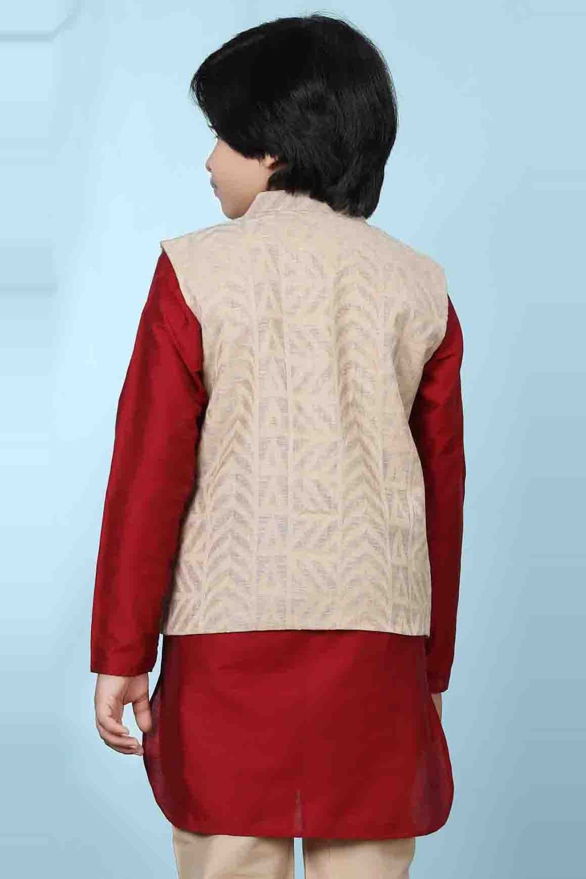 Beige Chanderi Silk Jacket NCBW10710738