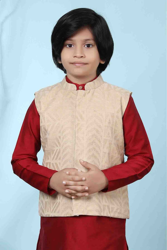 Beige Chanderi Silk Jacket NCBW10710738