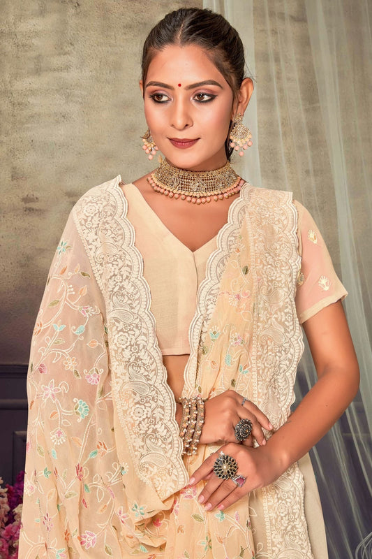 Beige Georgette Designer Saree NCLC11210314