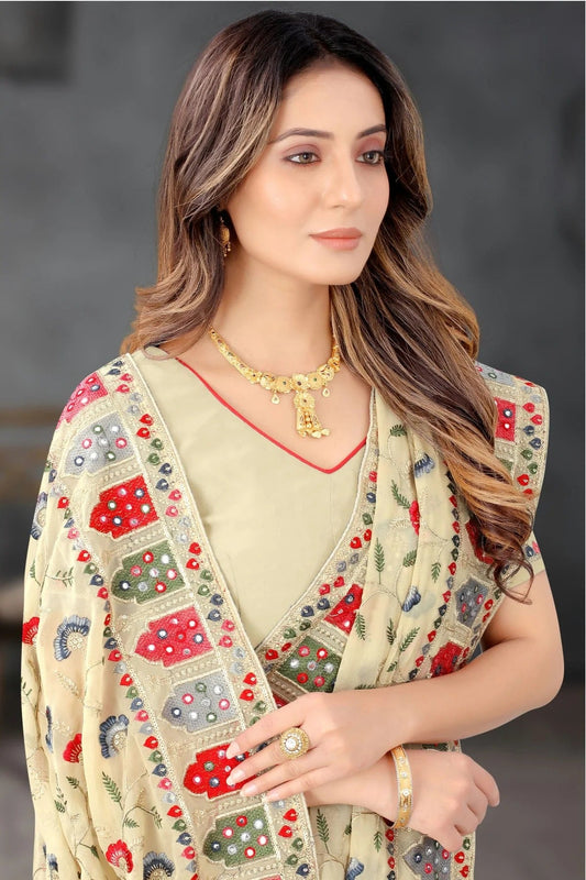 Beige Georgette Designer Saree NCSD10910155