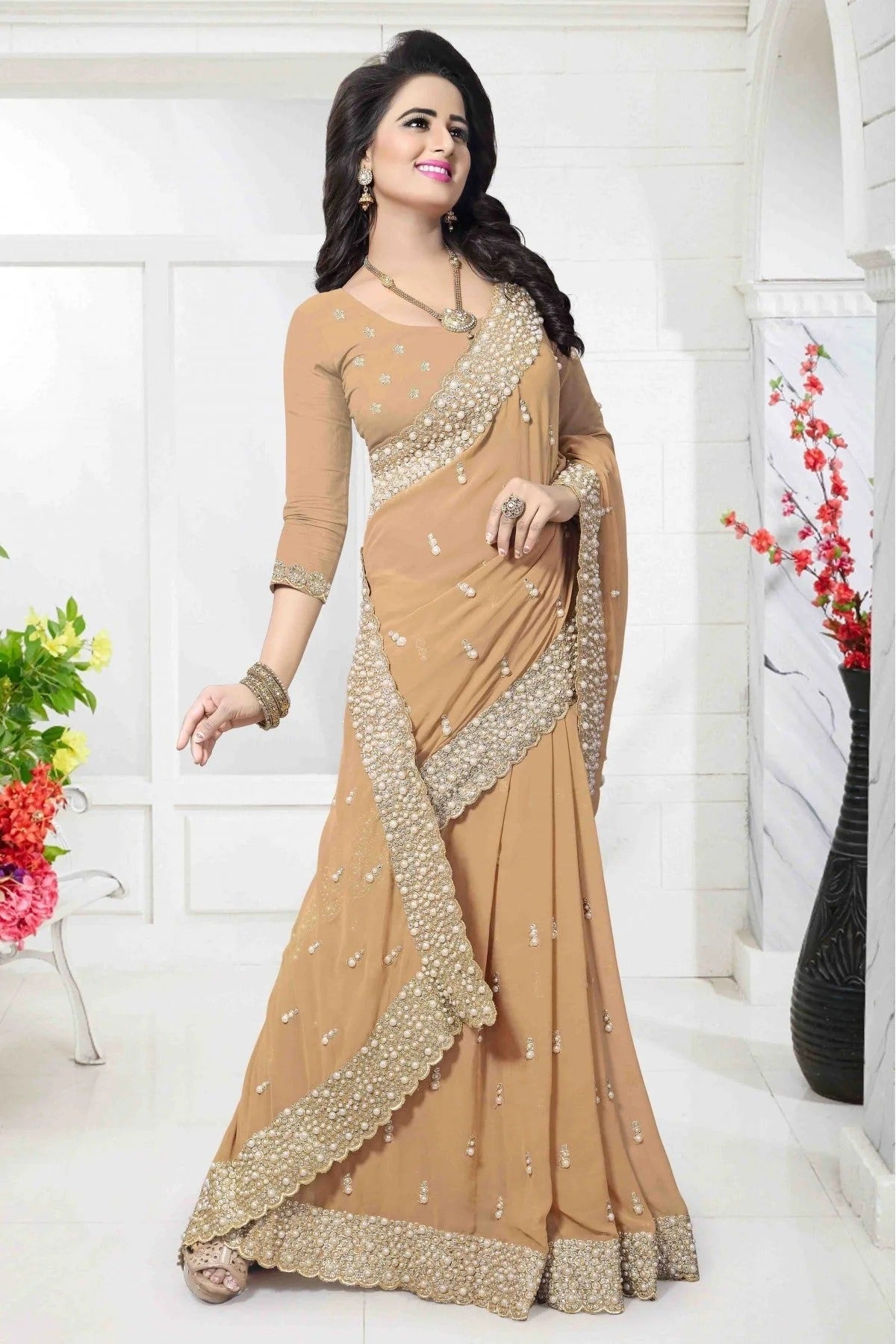 Beige Georgette Designer Saree NCSD10910646