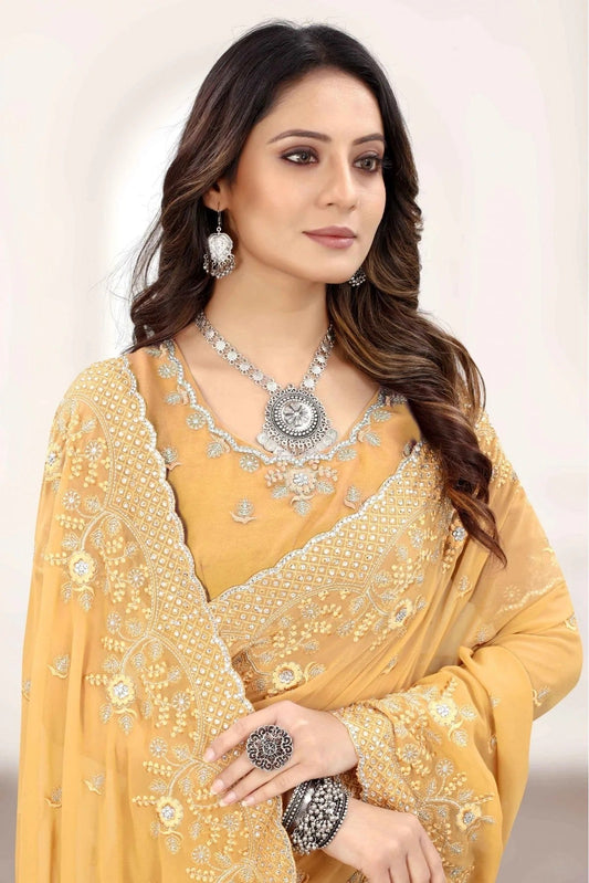 Beige Georgette Designer Saree NCSD11210836