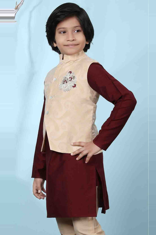 Beige Handloom Silk Jacket  NCBW10710734