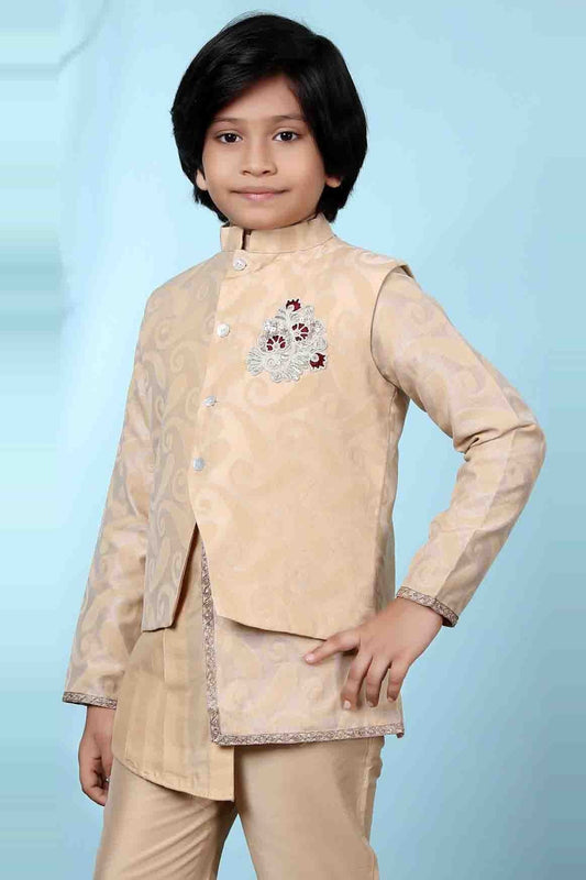 Beige Handloom Silk Jacket  NCBW10710735