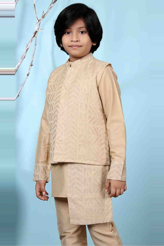 Beige Handloom Silk Jacket  NCBW10710736