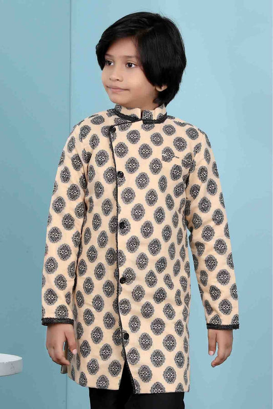 Beige Handloom Silk Jacket NCBW10710746