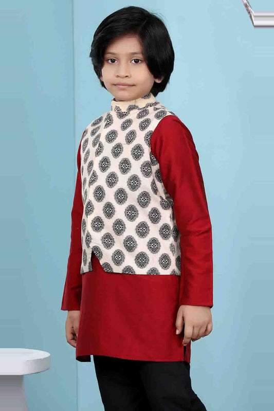 Beige Handloom Silk Jacket  NCBW10710747