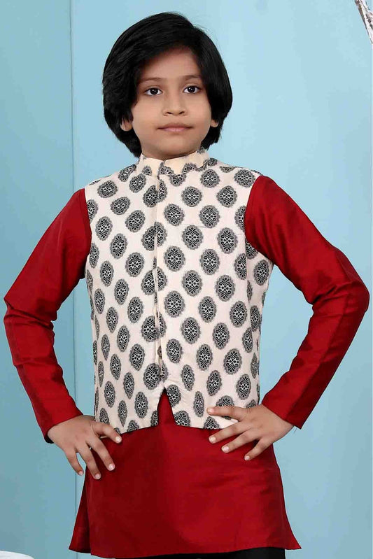 Beige Handloom Silk Jacket NCBW10710747