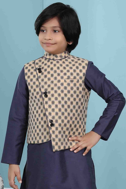 Beige Handloom Silk Jacket NCBW10710751