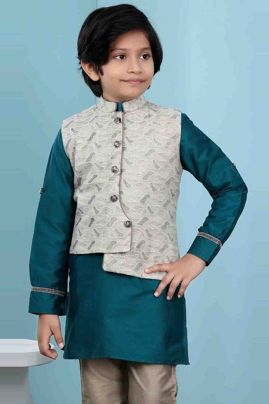 Beige Handloom Silk Jacket  NCBW10710755