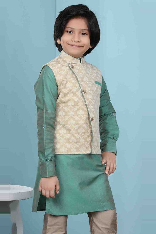 Beige Handloom Silk Jacket  NCBW10710758