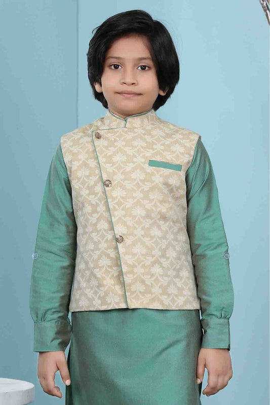 Beige Handloom Silk Jacket NCBW10710758