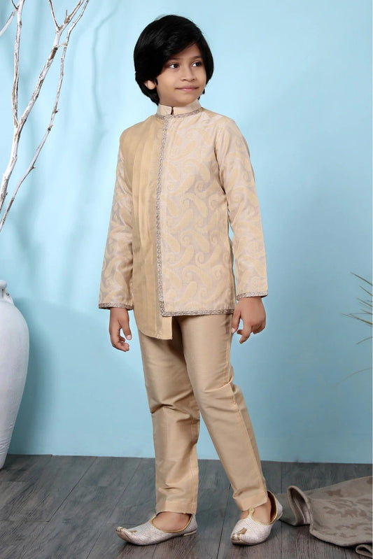 Beige Handloom Silk Kurta Pajama NCBW10710675