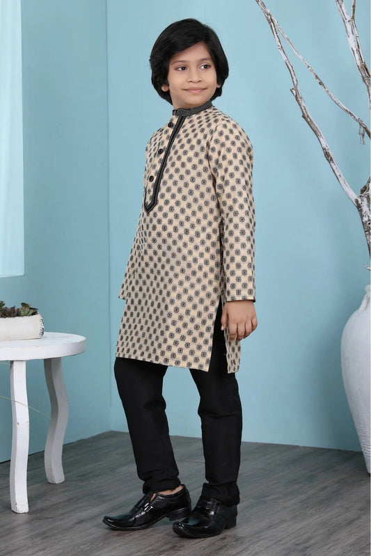 Beige Handloom Silk Kurta Pajama NCBW10710689