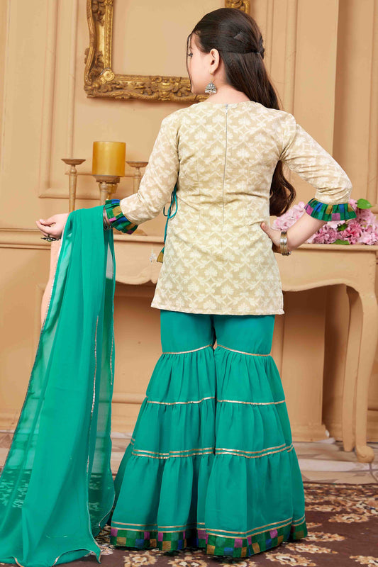 Beige Handloom Silk Sharara Suit NCGW10710847