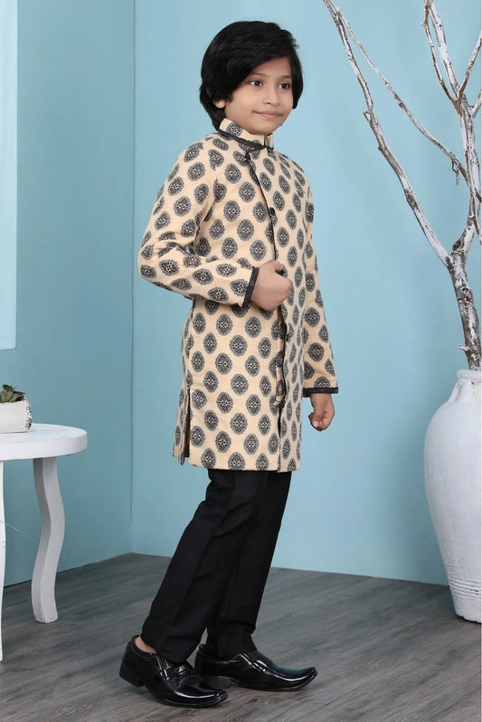 Beige Handloom Silk Sherwani NCBW10710686