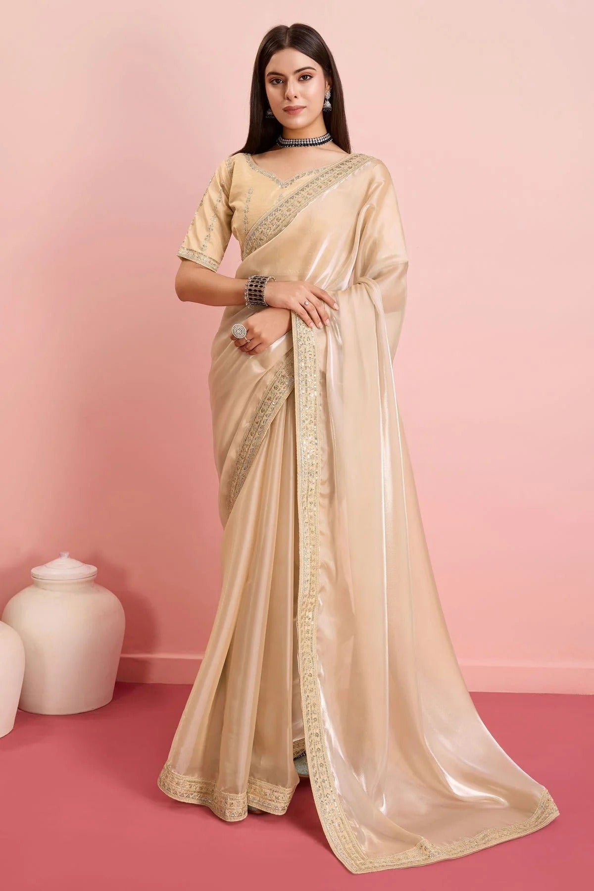 Beige Jimmy Choo Saree NCSD11112453