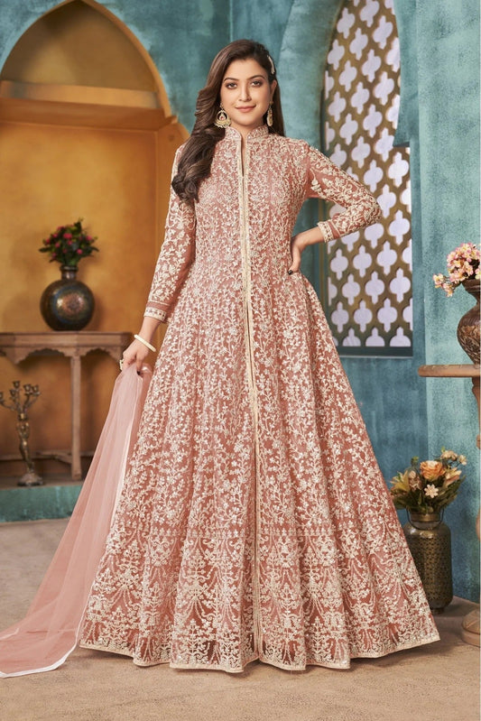 Beige Net Anarkali Suit NCSM10510348