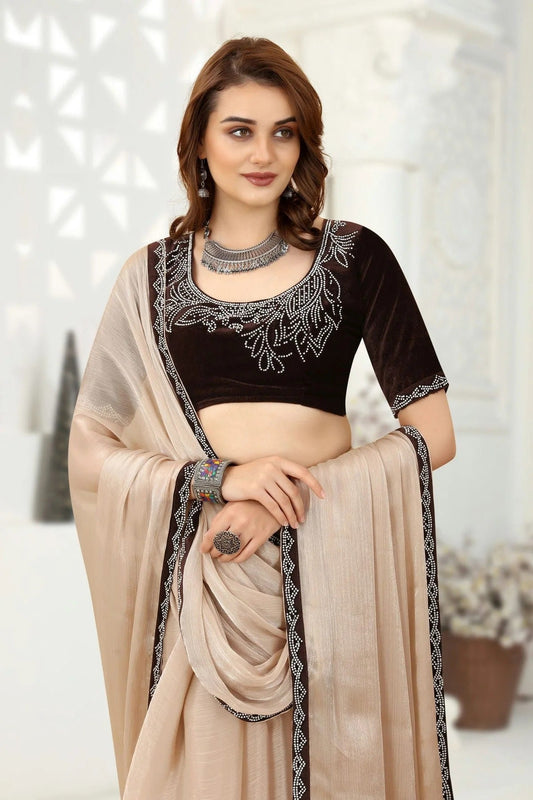 Beige Organza Designer Saree NCLC11210459