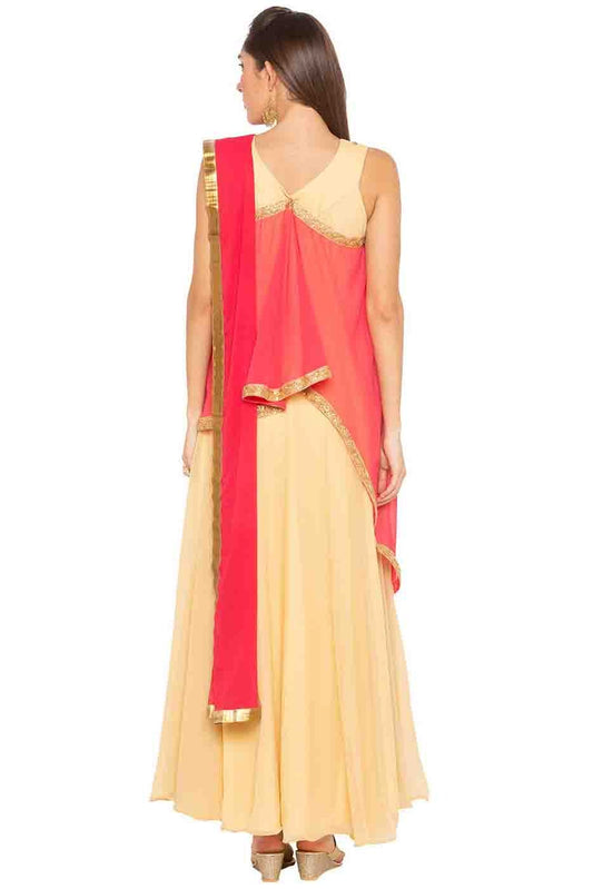 Beige Plus Size Georgette Embroidery Anarkali Suit NCSS10710551