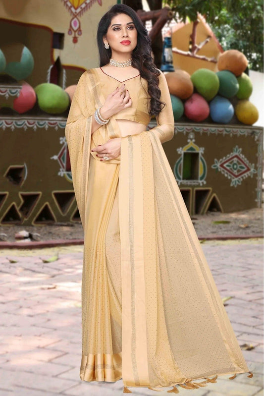 Beige Satin Designer Saree NCSD11210687