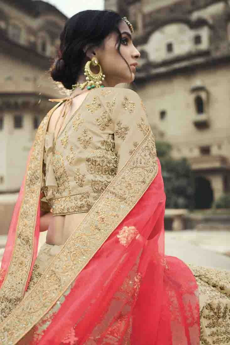 Beige Satin Thread Lehenga Choli NCLC10810487