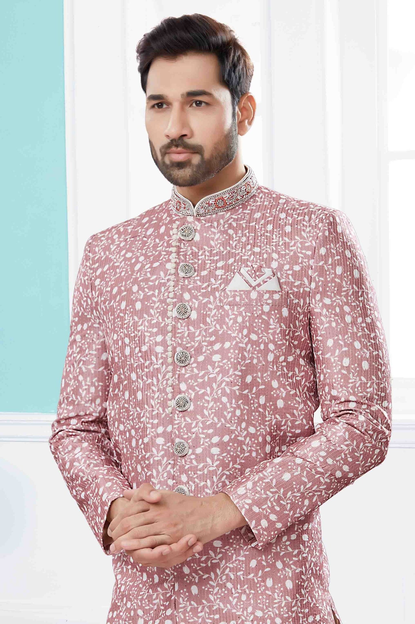 Beige SherwaniIn Silk NCSH10410520