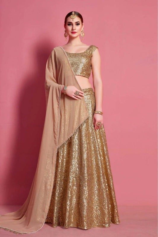 Beige Soft Net Embroidery Lehenga Choli NCLC10810549