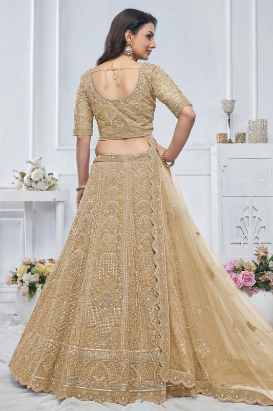 Beige Soft Net Embroidery Lehenga Choli NCLC11112009