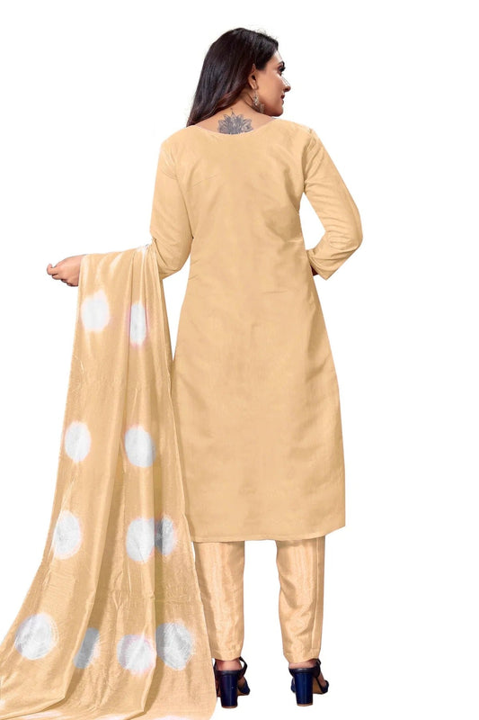 Beige Unstitched Modal Cotton Straight Suit NCUS11610496
