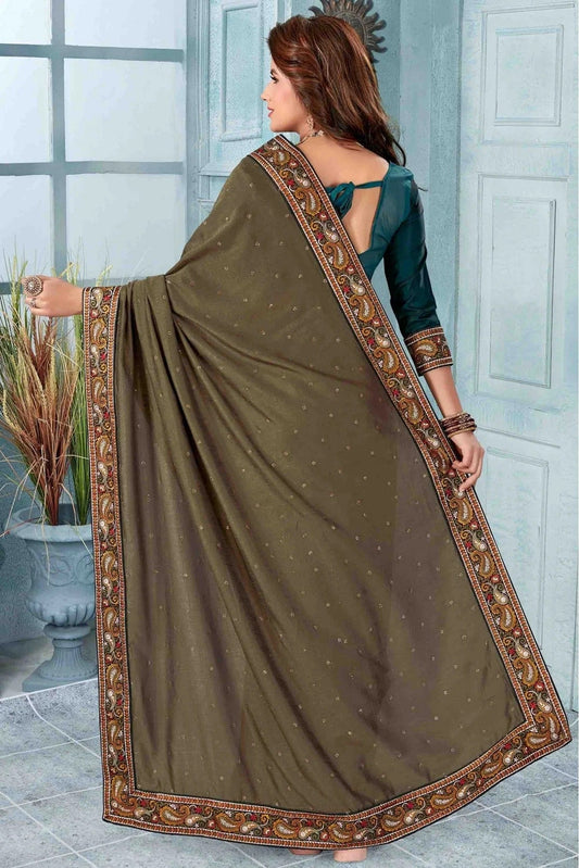 Beige Vichitra Silk Designer Saree NCSD11210650