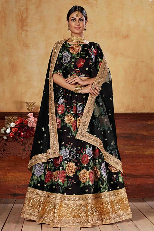 Black Art Silk Designer Lehenga Choli NCLC12410136