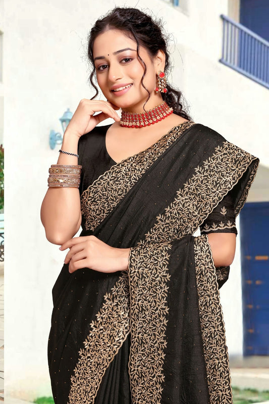 Black Art Silk Designer Saree NCSD11210266