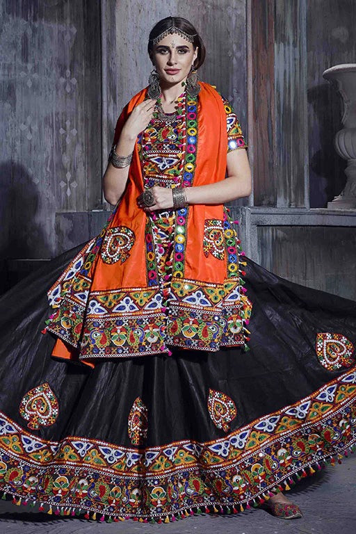 Black Art Silk Navratri Lehenga Choli NCLC12410111