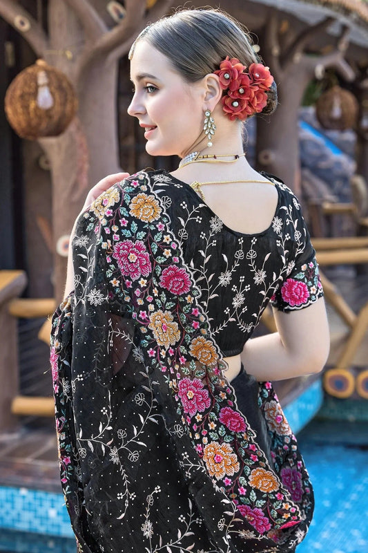 Black Burberry Silk Designer Saree NCSD11210252