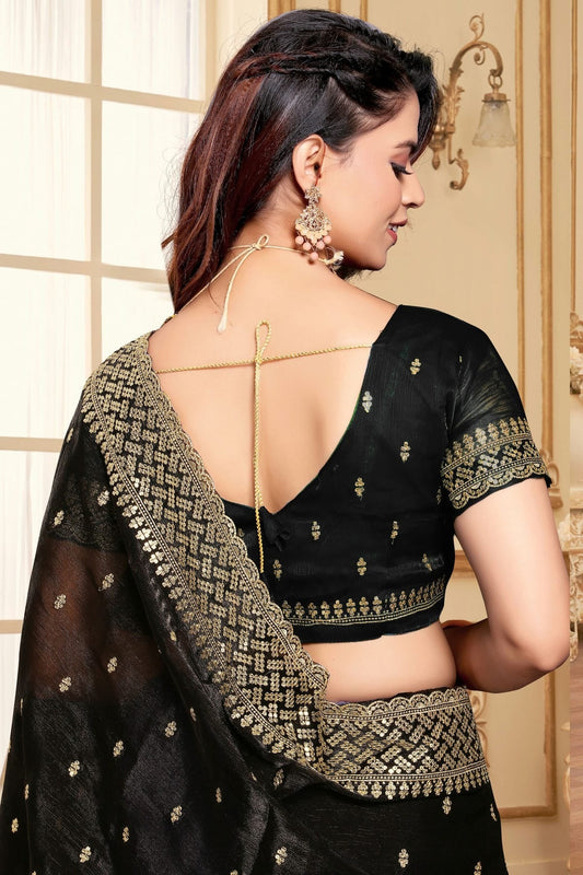 Black Burberry Silk Designer Saree NCSD11210263