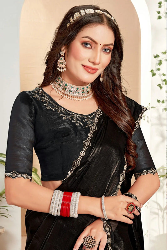 Black Burberry Silk Designer Saree NCSD11210281