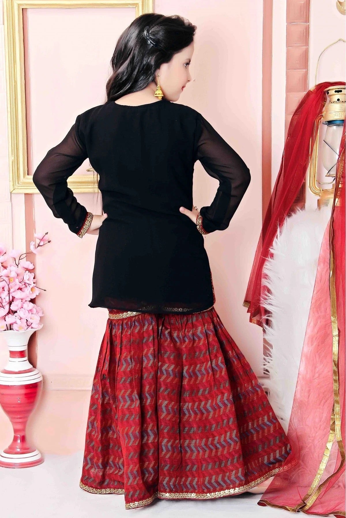 Black Faux Georgette Party Wear Sharara Suit NCGW10710773