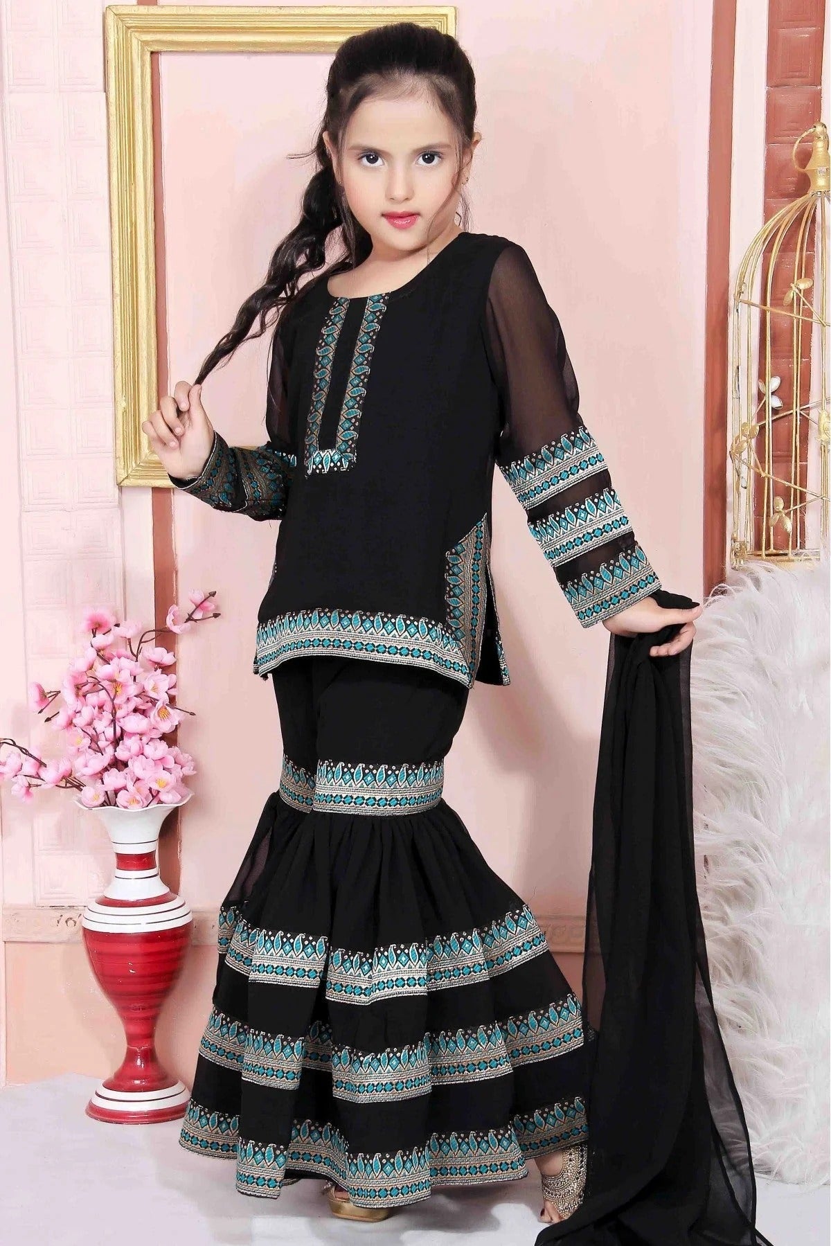Black Faux Georgette Party Wear Sharara Suit NCGW10710775