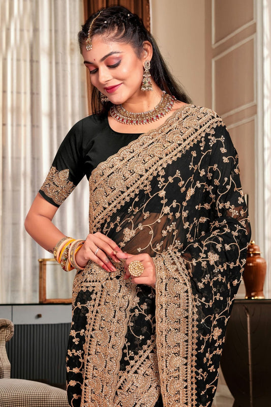 Black Georgette Designer Saree NCLC11210290