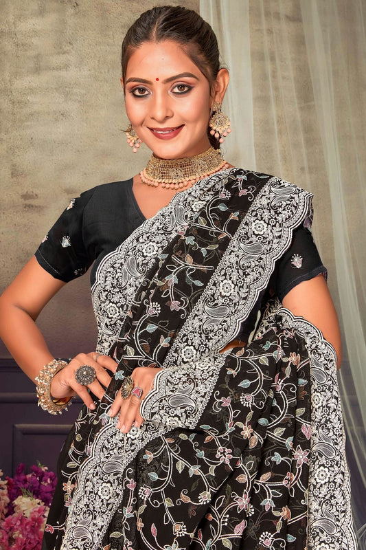 Black Georgette Designer Saree NCLC11210319