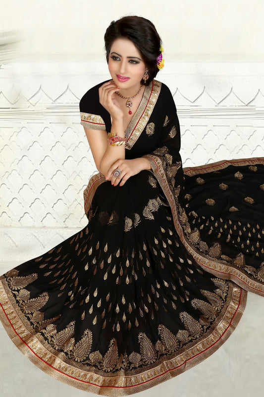 Black Georgette Designer Saree NCLC11210327