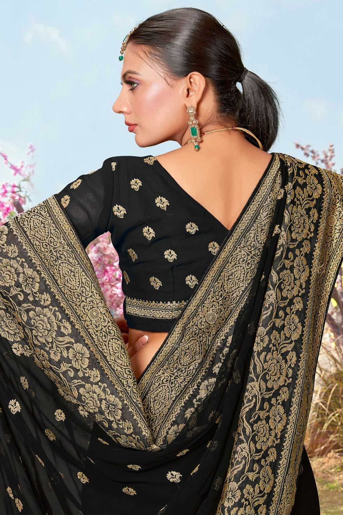 Black Georgette Designer Saree NCLC11210358