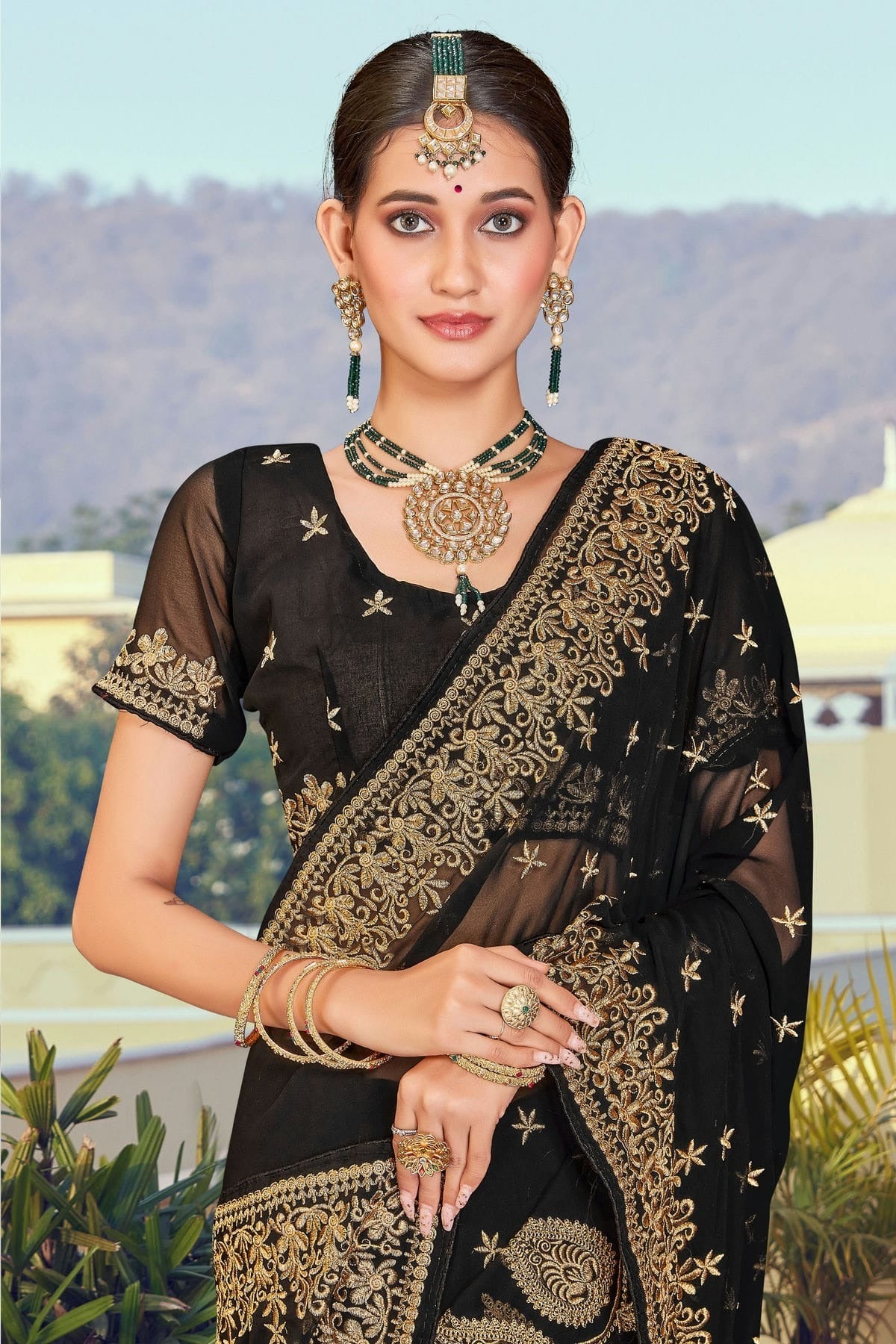 Black Georgette Designer Saree NCLC11210438