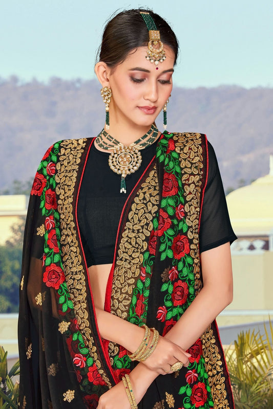 Black Georgette Designer Saree NCLC11210445