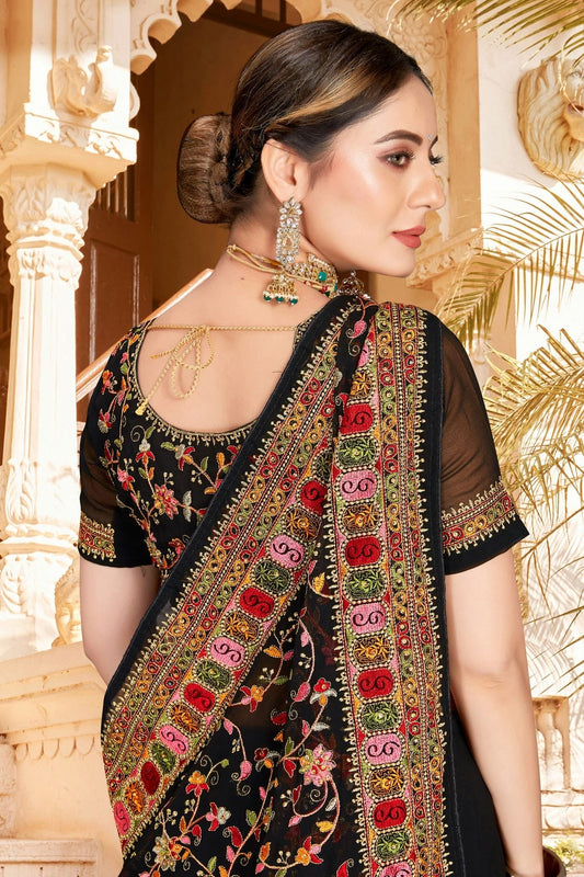 Black Georgette Designer Saree NCLC11210497