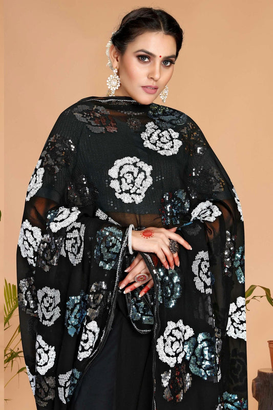 Black Georgette Designer Saree NCSD10910193
