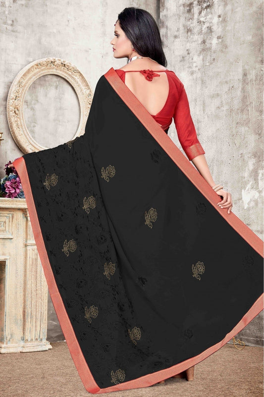 Black Georgette Designer Saree NCSD11210740