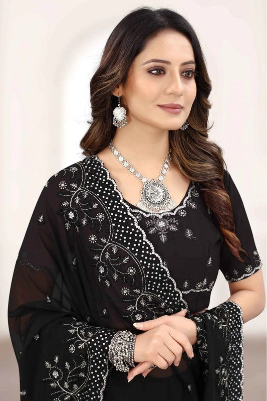 Black Georgette Designer Saree NCSD11210834